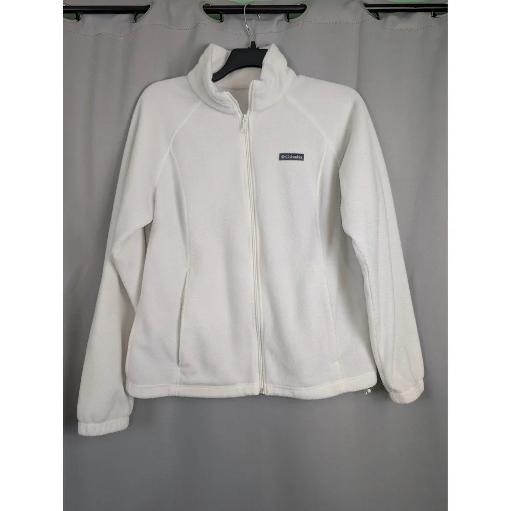 Columbia Benton Springs‎ Fleece Jacket Womens XL White Full Zip Soft